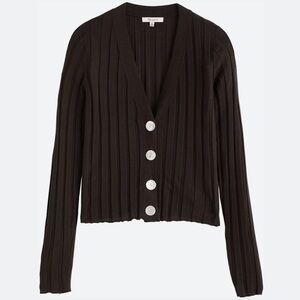 Madewell Merino Silk Akila Rib Cardigan - Black